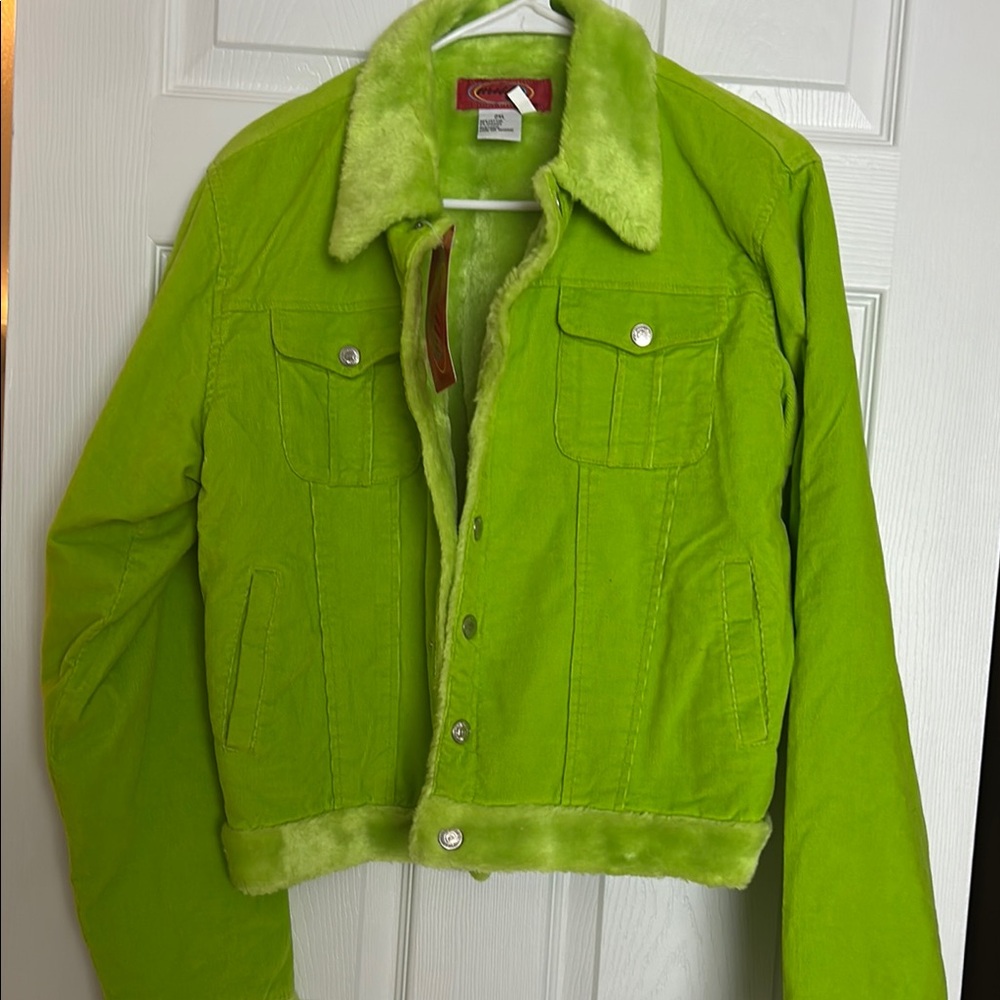 Milly Neon Green Faux Fur Jacket